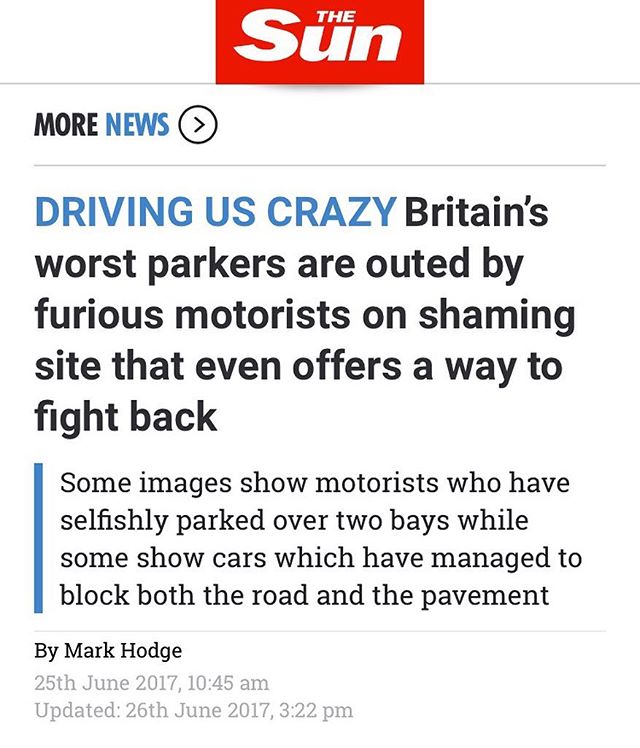 THE SUN displaying Inconsiderate Parking